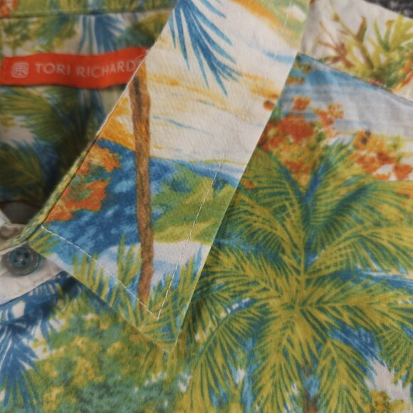 Tori Richard Beach Scene Print Hawaii Large Short Sleeve Colorful Cotton USA - Picture 6 of 16